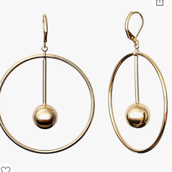 Dangle Hoop Earrings, 14k Gold/Silver Plated - Picture 3 of 6